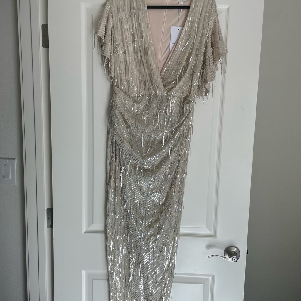 Forever Unique Beige Sequin Dress